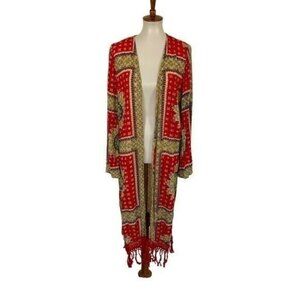 Band Of Gypsies Cardigan XS Long Boho Fringe Duster